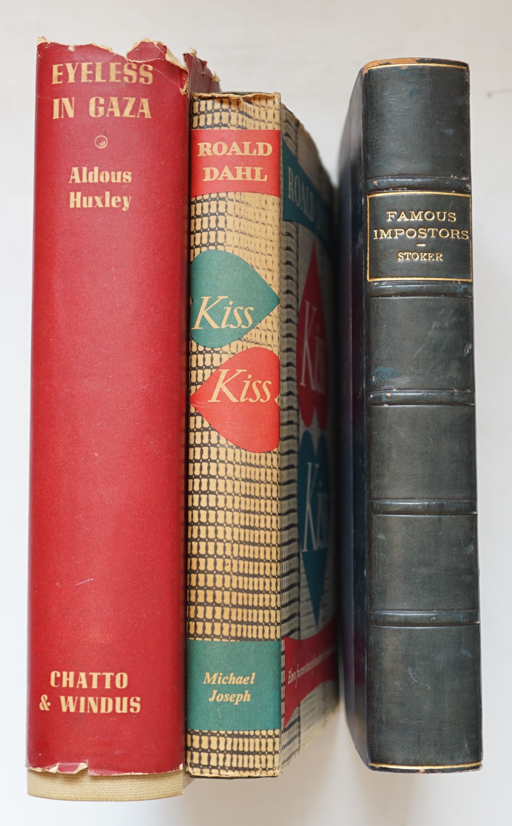 Stoker, Bram - Famous Impostors, 8vo, half blue morocco, with 10 illustrations, Sidgwick & Jackson, Ltd, London, 1910; Dahl, Roald - Kiss Kiss, 1st edition, 8vo, cloth, with unclipped d/j, Michael Joseph, London, 1960 an